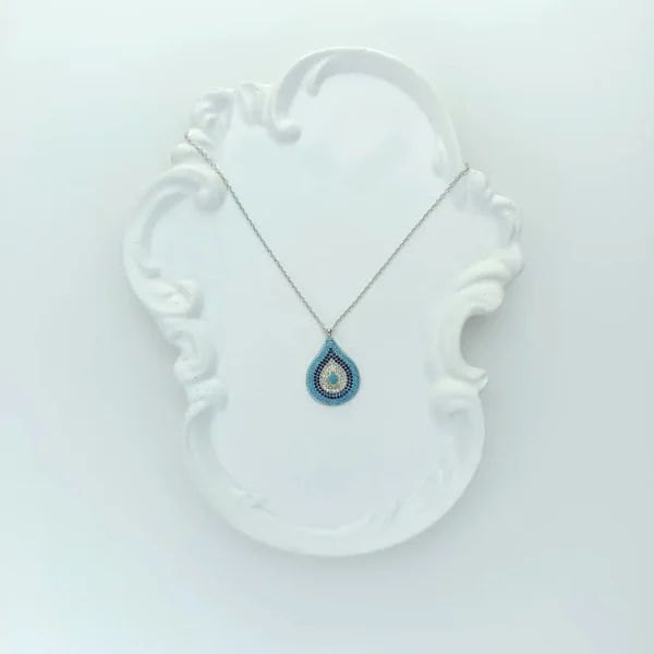 مدال نقره زنانه - طرح فیروزه گلاره - 5.70 گرم - 45 سانتی متر