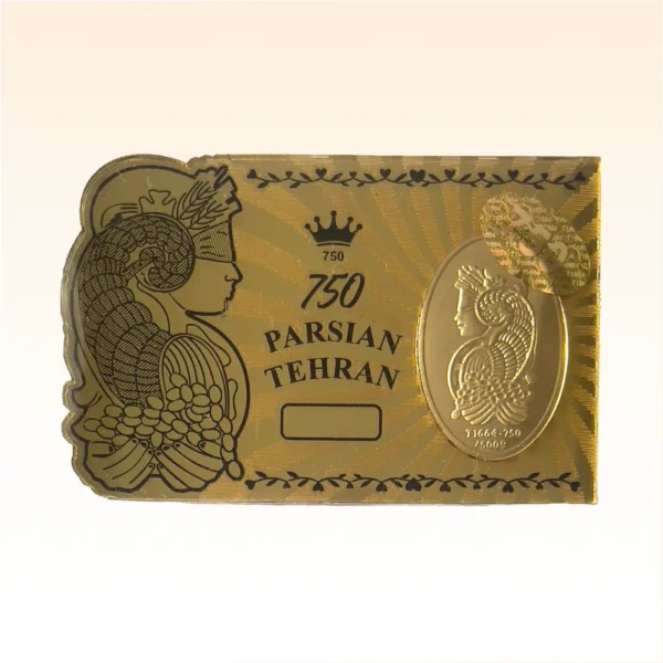 شمش طلای ۱۸ عیار طرح ملکه طلائی پارسیان طهران (وتوس گلد) وزن 0.200 گرم
