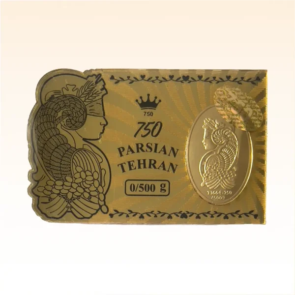 شمش طلای ۱۸ عیار طرح ملکه طلائی پارسیان طهران (وتوس گلد) وزن 0.600 گرم