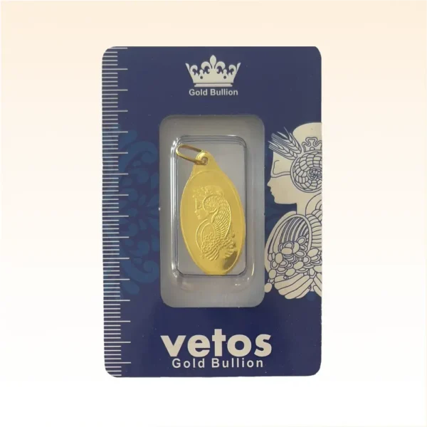 شمش آویز طلای ۱۸ عیار وتوس (ملکه) وزن 0.500 گرم