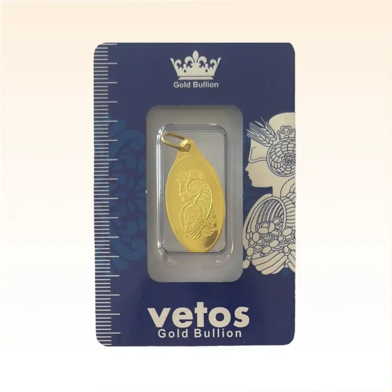 شمش آویز طلای ۱۸ عیار وتوس (ملکه) وزن 0.250 گرم
